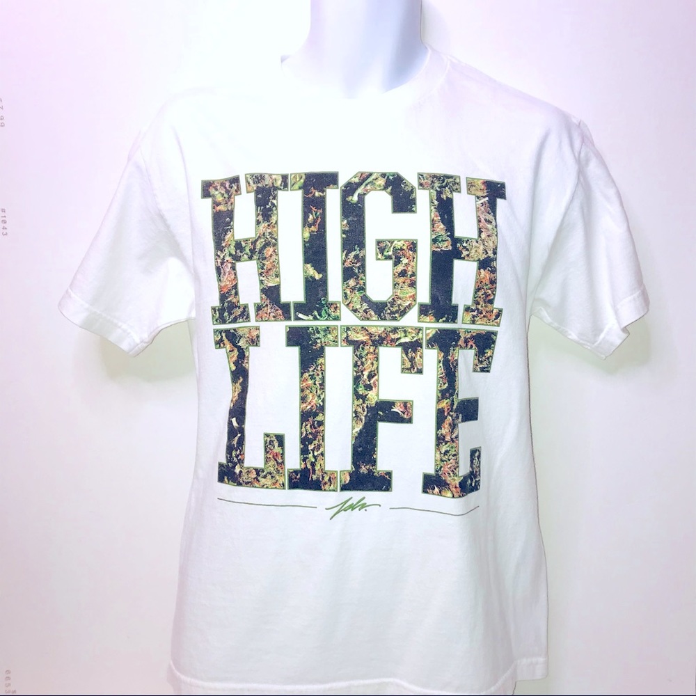 Just Livn In High Life cotton short sleeve tshirt white Medium